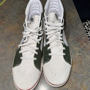 Vans White and Green Athletic Shoes
